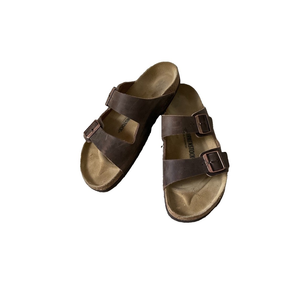 Birkenstock Arizona Mocha Birkibuc Leather Two-Strap Unisex Sandals Size 44